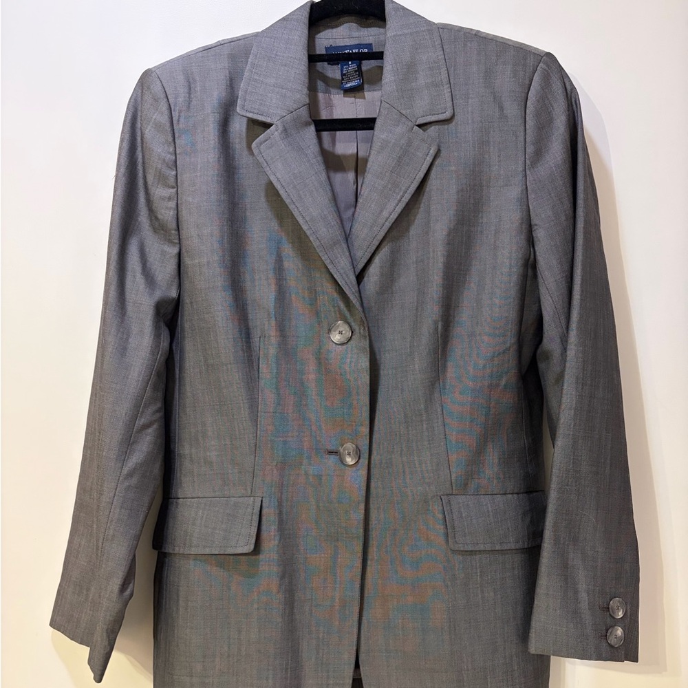 Vintage Ann Taylor Gray Wool Blazer Size 8 – Classic Tailored Career